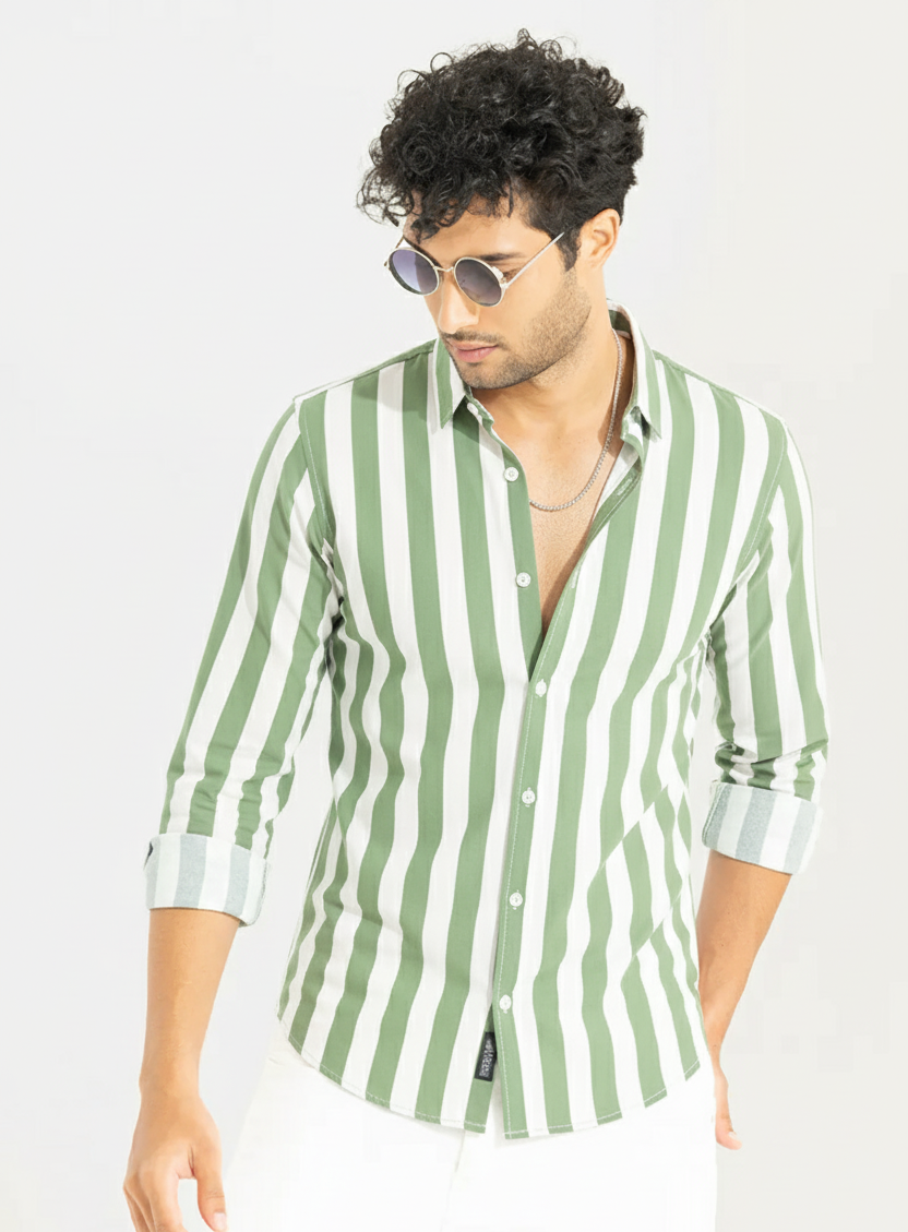 Green Striped Shirt